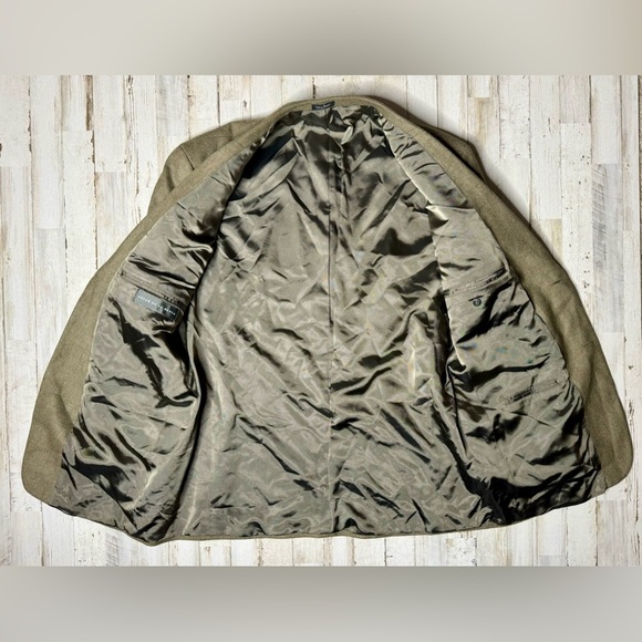 Oscar De La Renta Wool Cashmere Solid Brown Mens Blazer Sport Coat Size 44R - Picture 9 of 11